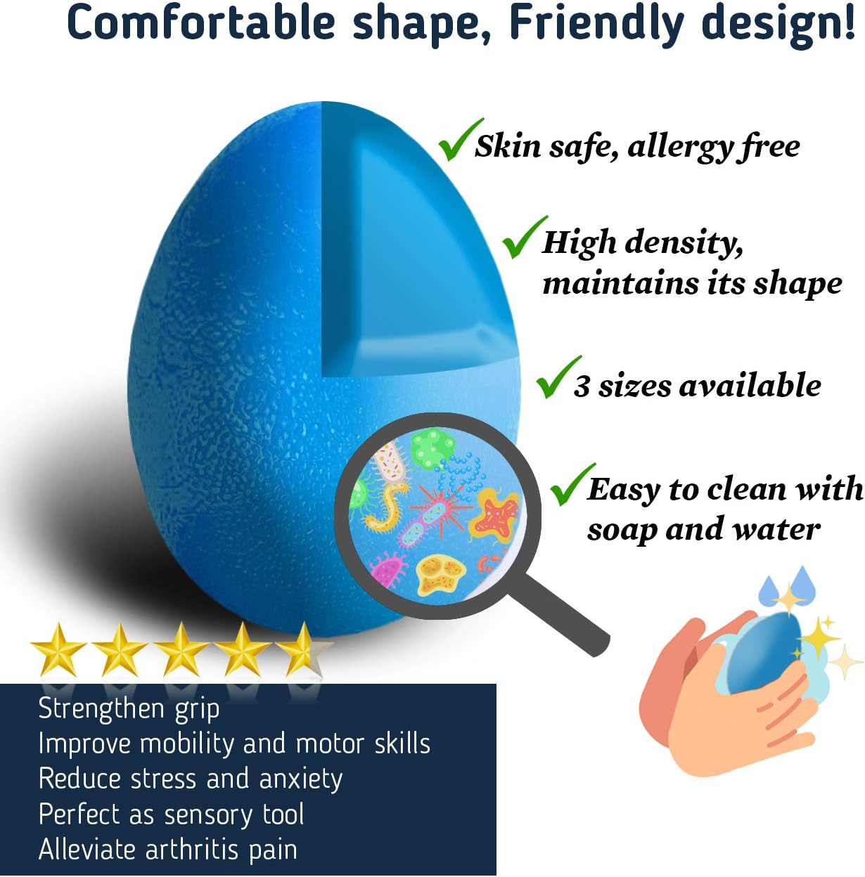 The Friendly Swede Stress Balls for Adults - 3 Squeeze Balls for Hand Therapy, Stress Relief & Strength; 3 Resistance Levels