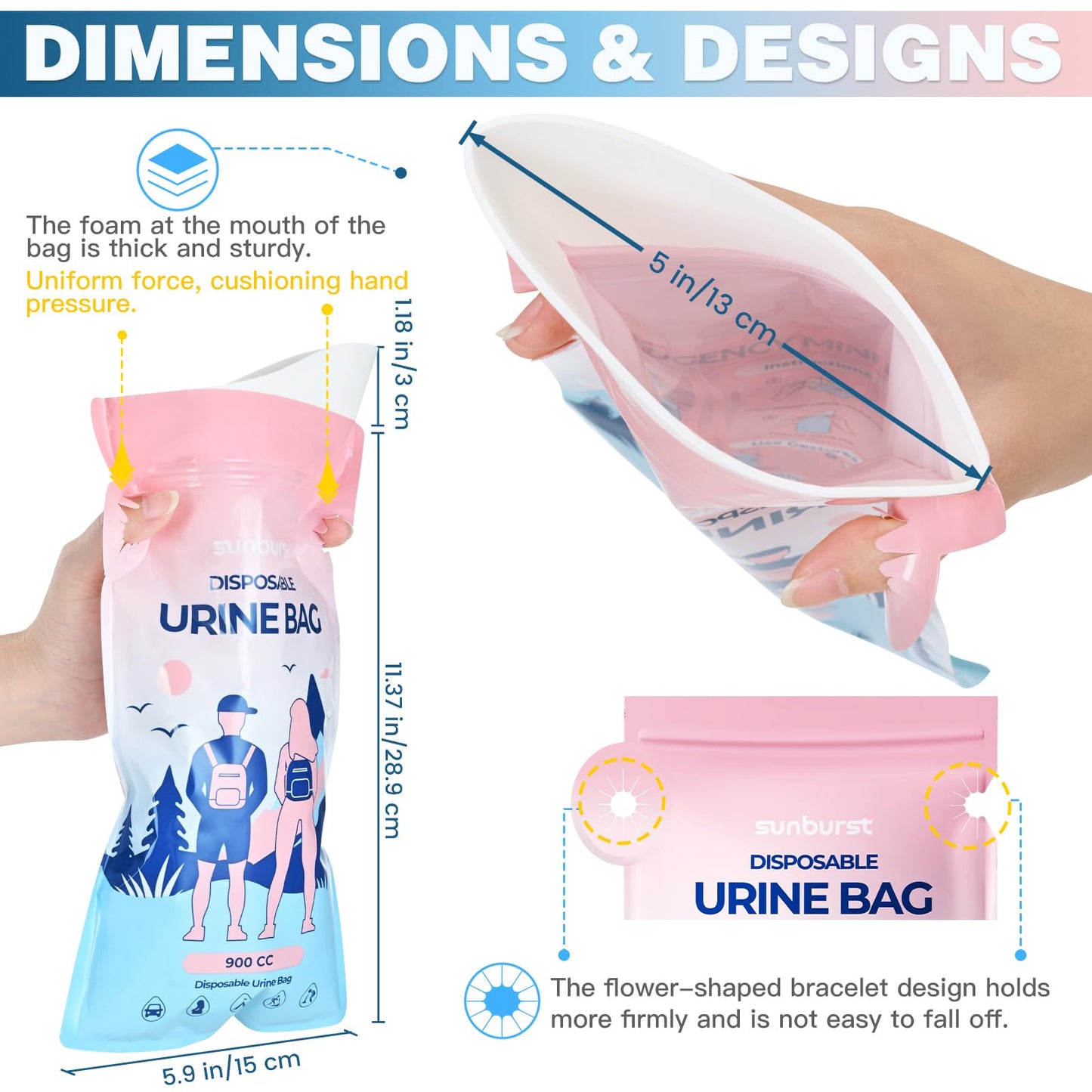 12PCS Disposable Urine Bags,900ML Pee Bags for Travel for Women/Men with Big Funnel,Leak-Proof Emergency Portable Travel Urinal and Vomit Bags for Travel,Car,Camping,Traffic,Pregnant, Patient, Kids