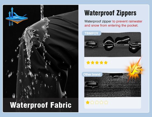 TBMPOY Men's Rain Pants Waterproof Zipper Lightweight Breathable Mesh with 3 Zipper Pockets Rain Gear Work Motorcycle Black XL