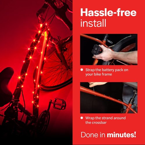 CosmicBrightz LED Bike Frame Rope Light - 6.5ft Battery-Powered String Light for Kids & Adults