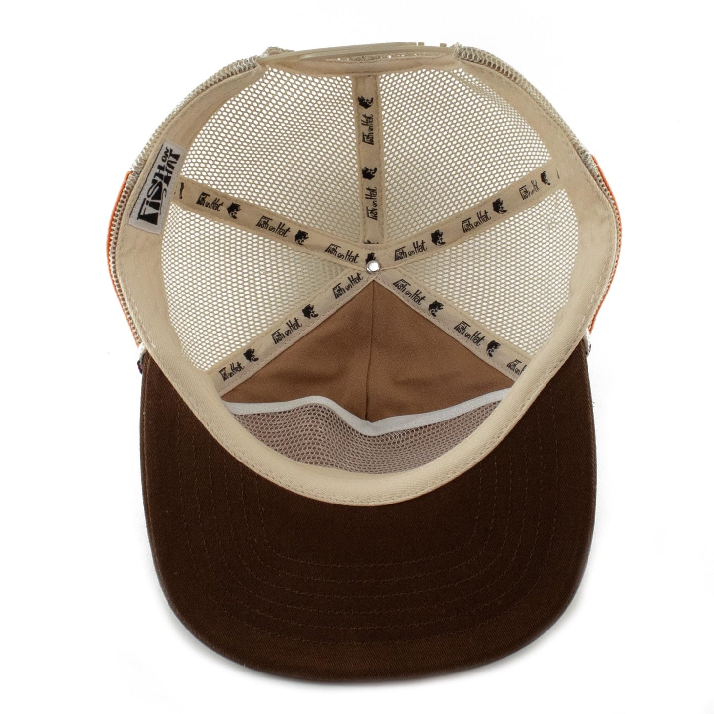 fish on hat Unisex Snapback Trucker Hat (Cotton Blend, Cacao Trout)