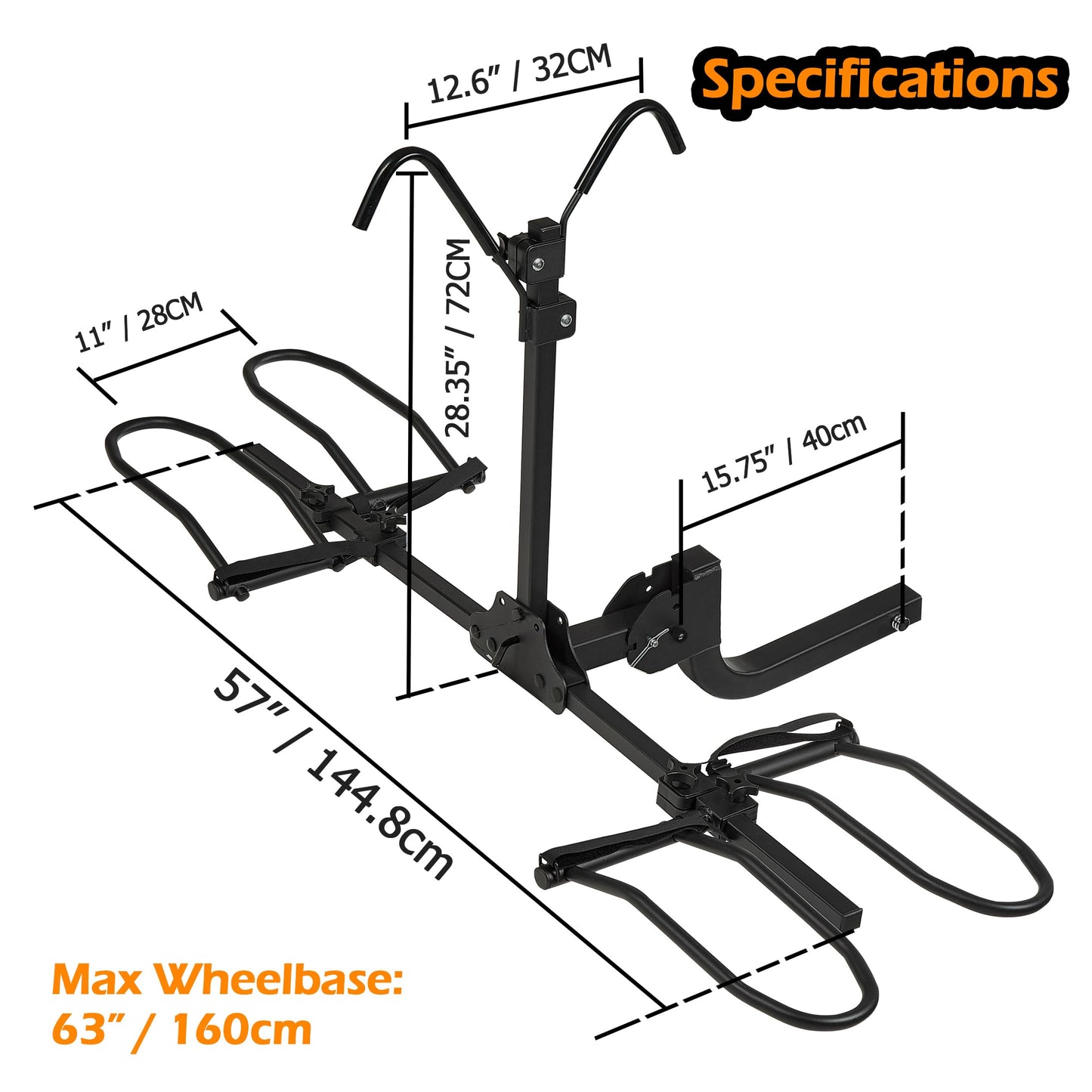 MEEVIZ 2 Bike Racks for Tow Hitch 180 lbs Capacity for Bikes, Electric eBikes, Fat Tire, Road Bikes and MTB, Tilting Folding E-Bike Rack for Car SUV Pickup Truck RV Camper - 2 inch Receiver