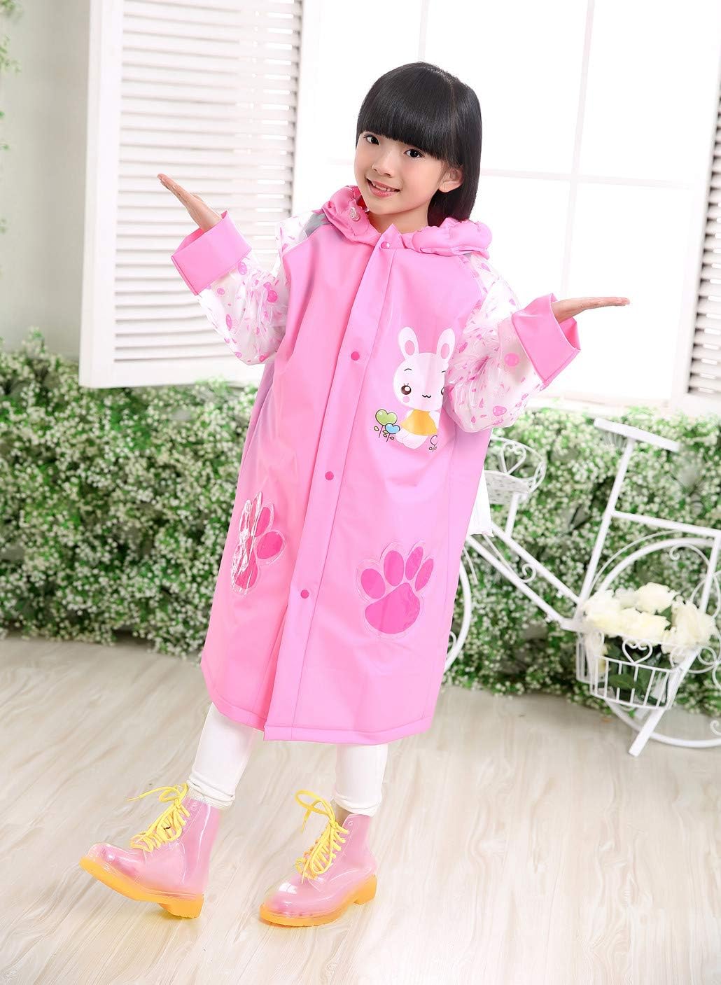 Kids Rain Coat for Kids Raincoat Girls Boys Reusable Rain Poncho Jacket Gear Schoolbag Position Packable Rainwear