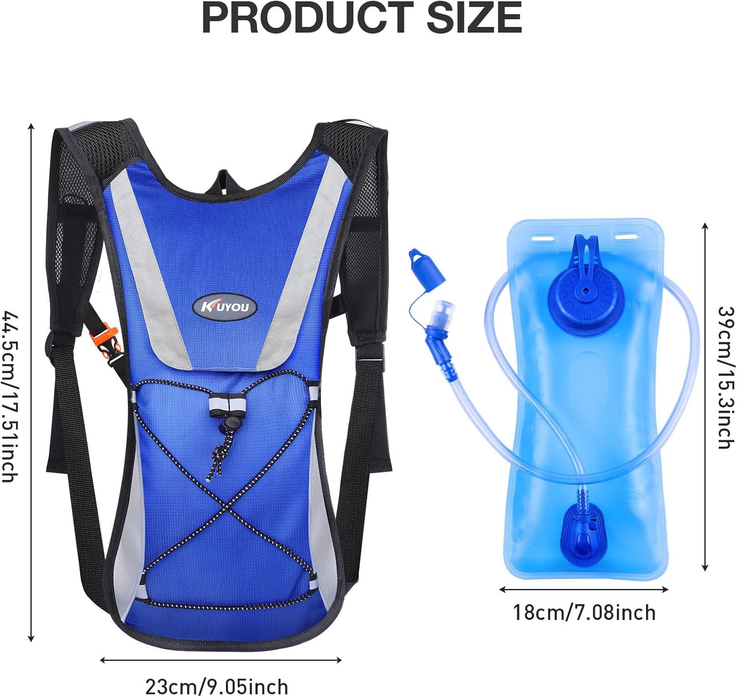 KUYOU Running Hydration Vest - Lightweight Insulated Hydration Backpack with 2L Water Bladder, Adjustable Chest Straps and Reflective Water Backpack for Trail Running Marathon Race Hiking Cycling