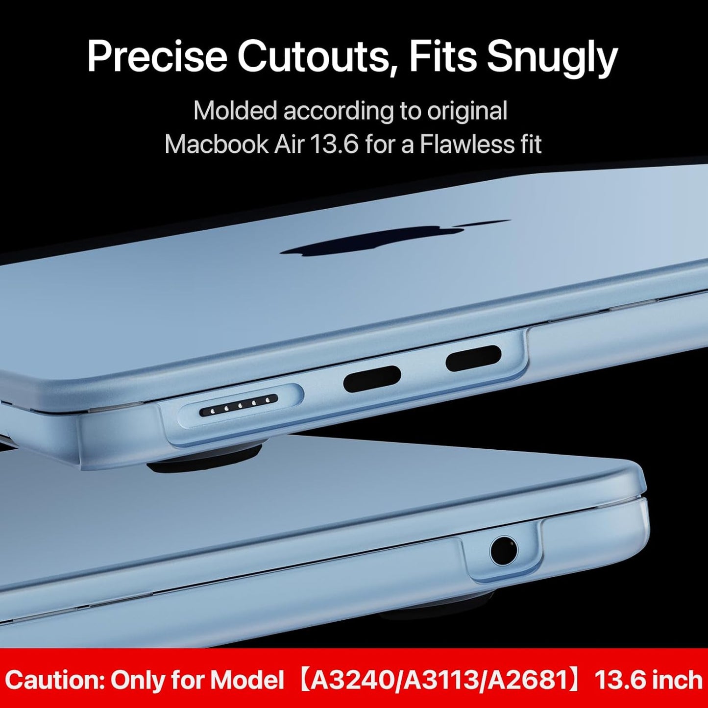 Compatible for MacBook Air 13.6 inch Case M4 M3 M2 2025 2024-2022 Release Model A3240 A3113 A2681, Sturdy Protective Hard Shell Case Cover for MacBook Air 13 inch