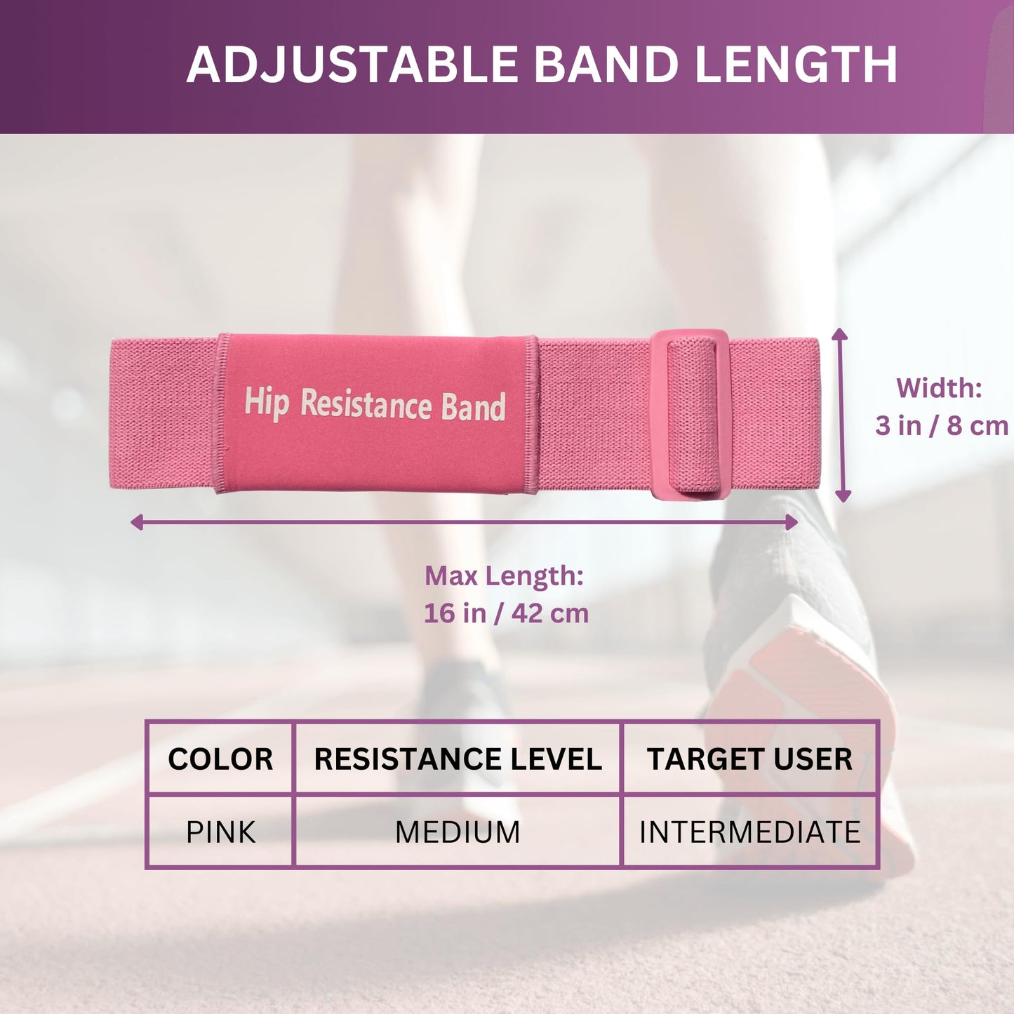 Adjustable Fabric Resistance Bands with Medium Resistance Levels, Non-Slip Exercise Bands for Men and Women, Perfect Workout Bands for Glutes and Lower Body Training - 1 Pack