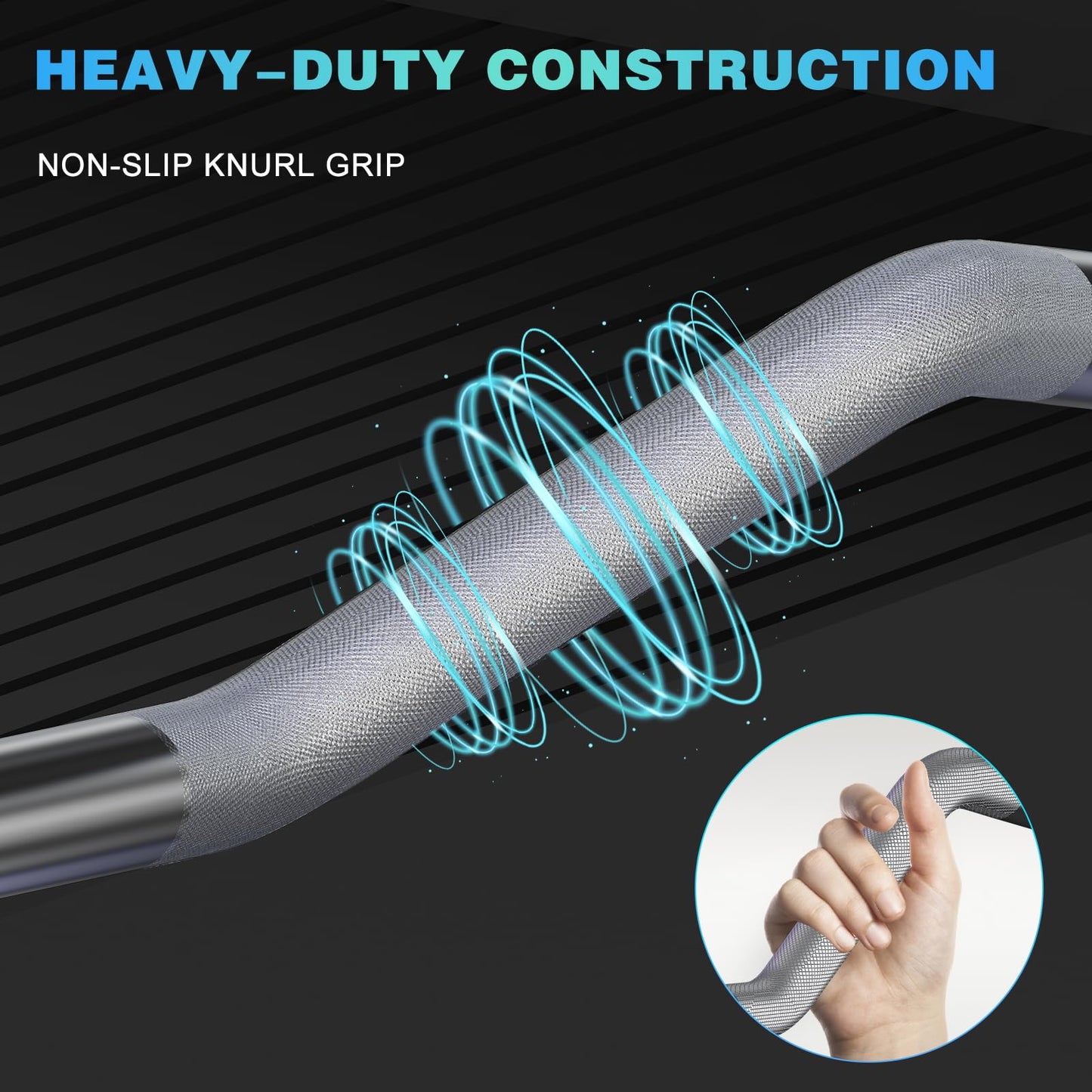 47" EZ Curl Bar Weight Lifting Bar, Standard Barbell Bar for Hip Thrusts/Squats/Lunges for Gym and Home, 1-inch Curling Bars for Weightlifting with 2 Star Collars (300lb Weight Capacity)