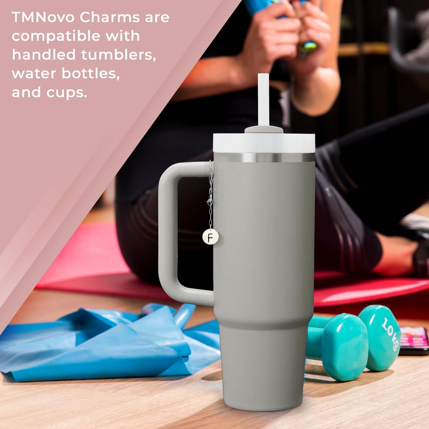 TMNOVO Stanley Accessories Charms Silver Stanley Accessories 40 oz A-Z Letter Charm for Stanley Cup Tumbler Accessories Compatible with Yeti & Hydro Flask (Initial_M)