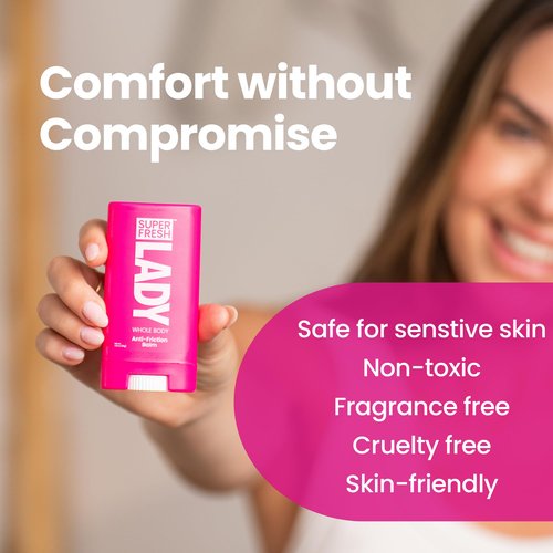 Lady Parts Anti Chafe and Friction Stick Prevents Skin Chafing Rash and Irritation Unscented Smooth Balm with Aloe for Thighs Arms Bra Lines and More No Mess Glide On Application 1.5 oz Stick