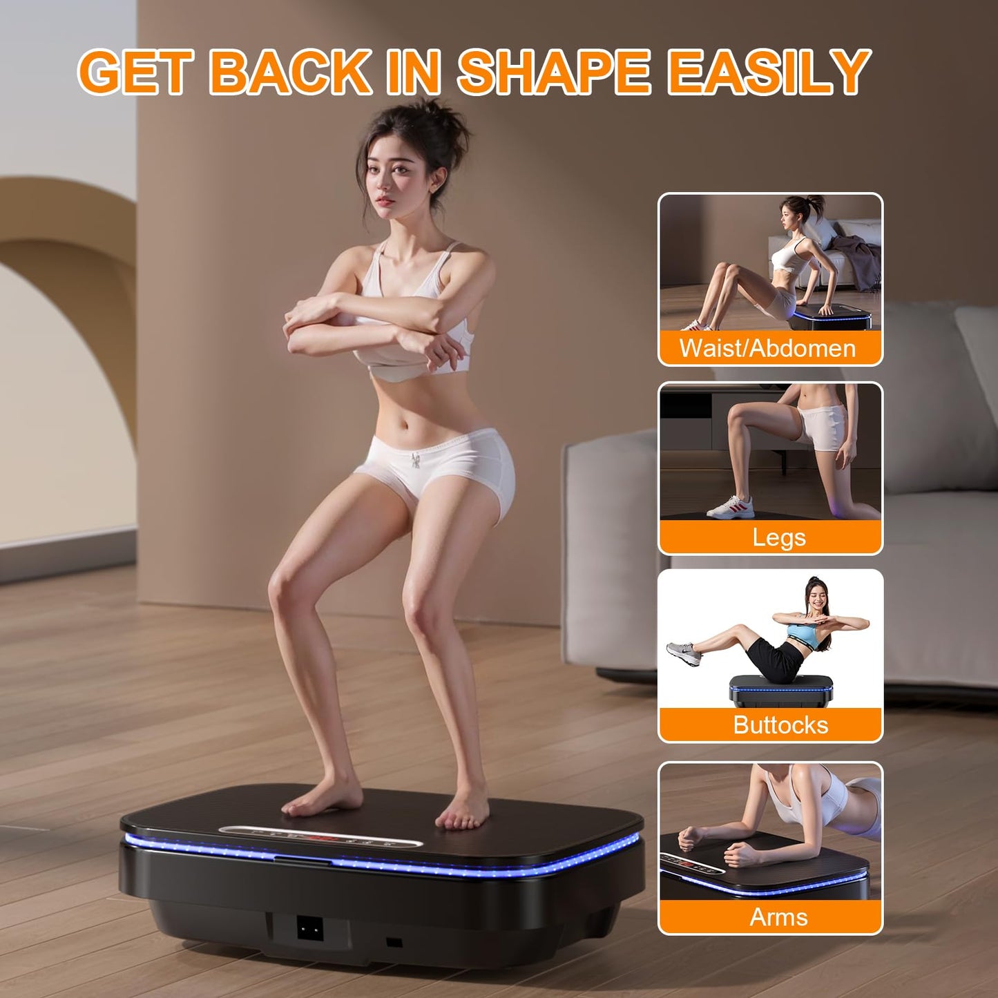 APUOCE Vibration Plate Exercise Machine, Lymphatic Drainage Machine for Home Fitness, Whole Body Workout Power Vibrate Fitness Platform for Weight Loss & Shaping