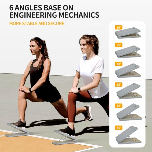 Slant Board for Calf Stretching, Adjustable Wooden Wedge Squat Block Incline Step Posture Stretcher Physical Therapy for Plantar Fasciitis Ankle Foot Heel Knee Workouts Balance Exercise Muscle Trainer