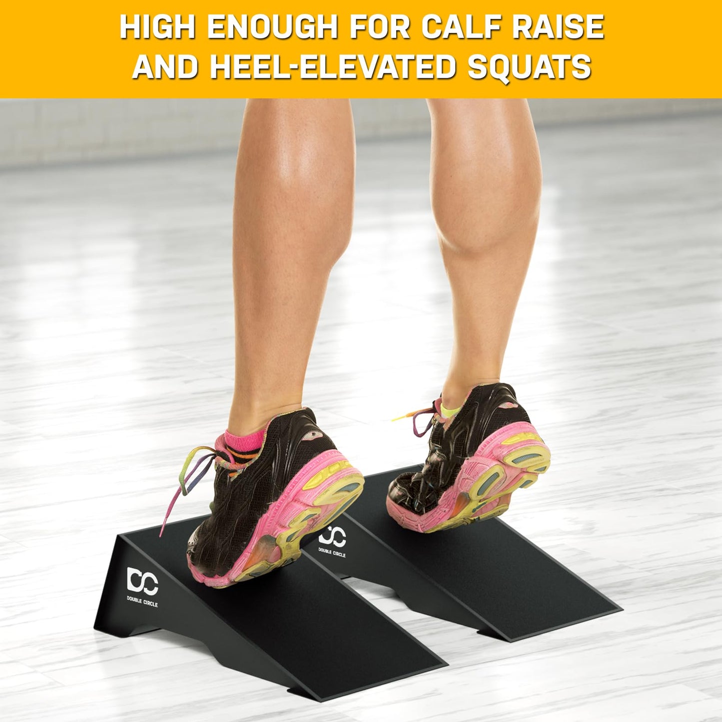 Double Circle Squat Wedge – Professional Squat Ramp for Weightlifting and Fitness – Squat Platform for Heel Elevated Squats and Calf Raises – Heavy-Duty Anti-Slip Squat Blocks