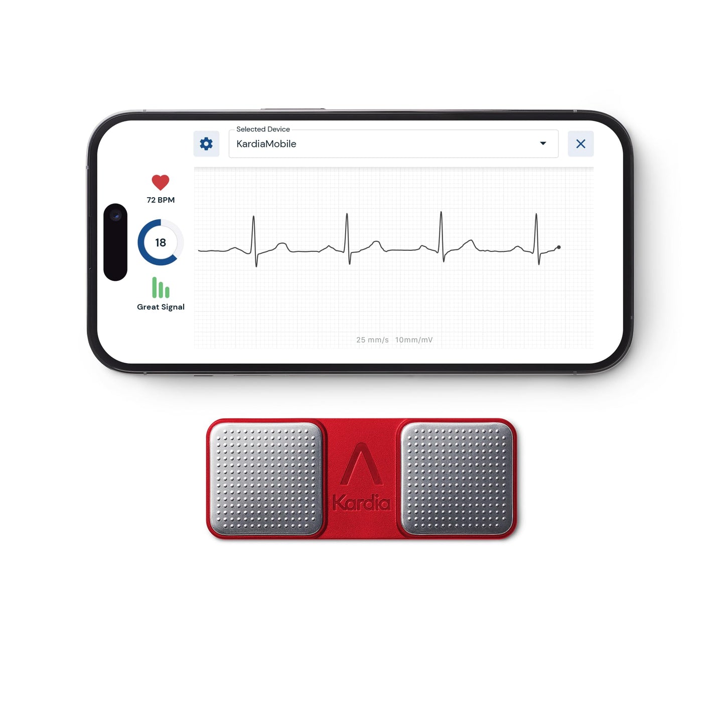 KardiaMobile RED 1-Lead Personal EKG Monitor – Record at Home – Detects AFib & Irregular Arrhythmias – Easy Results in 30 Seconds – Works w/Most Smartphones