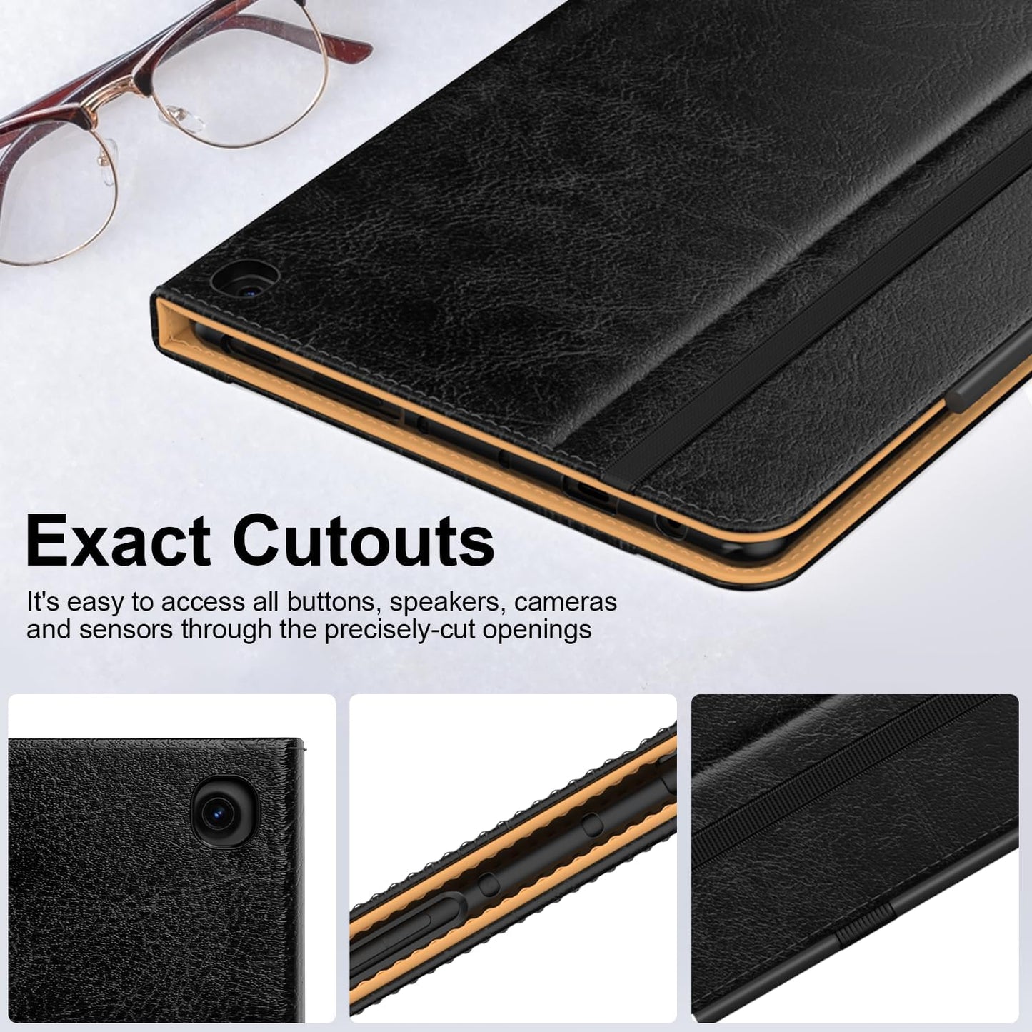for 10 Tablet Case (13th/11th Generation 2023/2021 Released), PU Leather Folio Cover with Multi-Angle Stand/Pen Holder, Auto Wake/Sleep for 10/10 Plus, Black