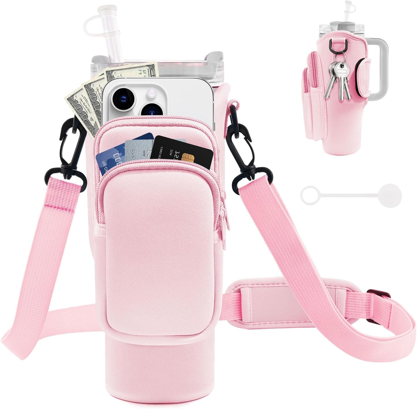 Water Bottle Carrier Bag for Stanley Cup 40/30 Oz | Adjustable Strap & Phone Pocket