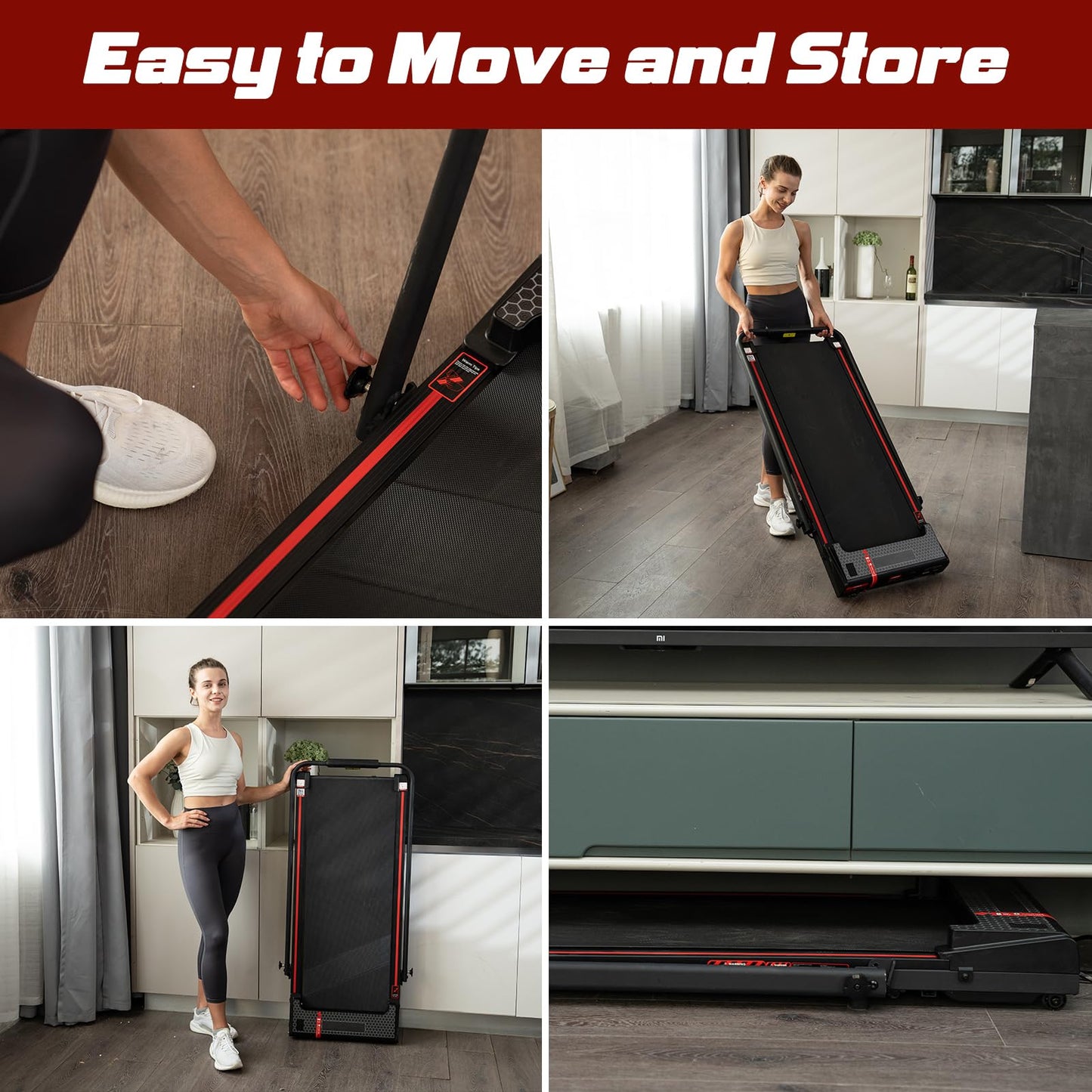 CITYSPORTS Folding Treadmill, 2 in 1 Folding Treadmill, Under Desk Folding Treadmill, Foldable Walking Pad with Handler, Running Treadmill