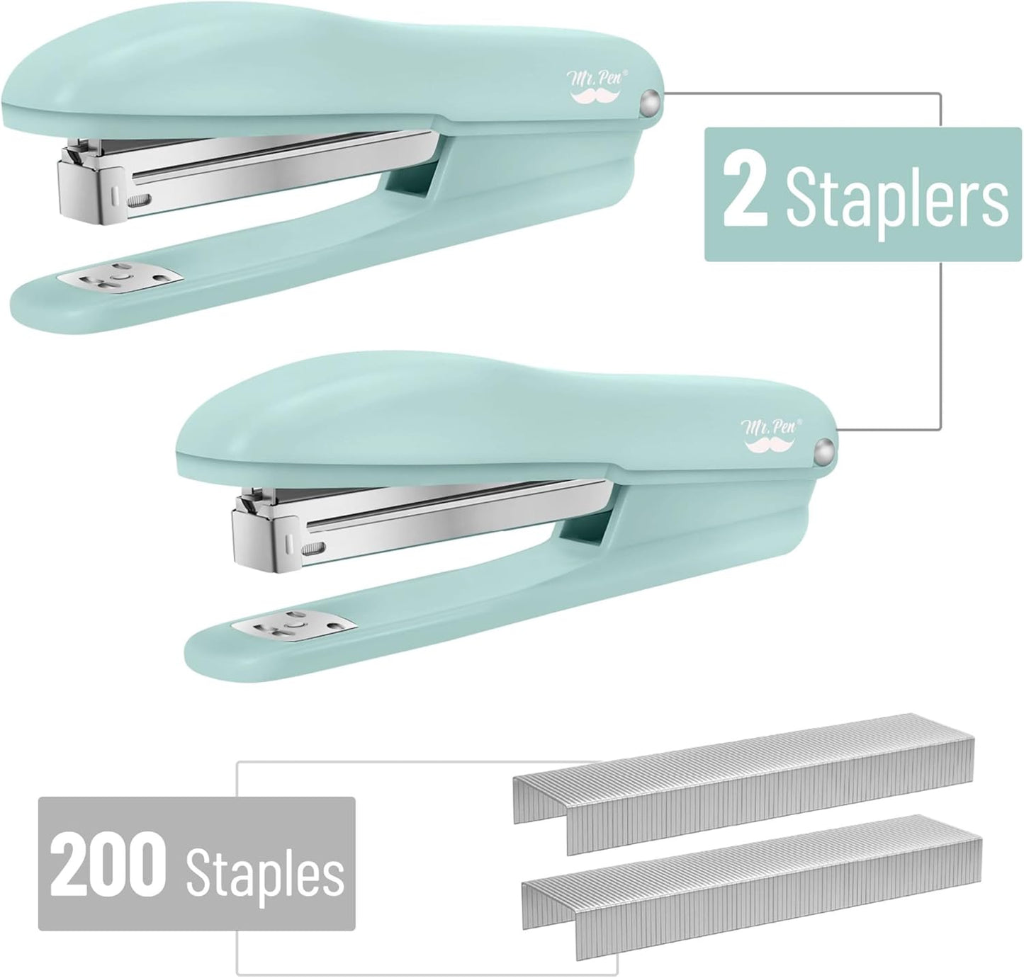 Mr. Pen- Staplers with 200 Staples, 20 Sheet Capacity, Pack of 2, Staplers for Desk, Office Stapler, Desk Stapler, Stapler with Staples, Black Stapler, Paper Stapler, Stapler and Staples