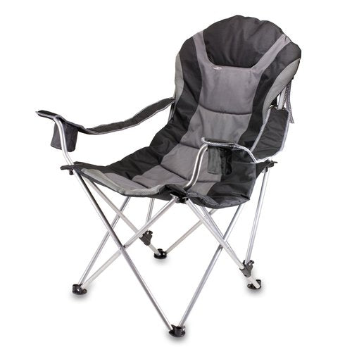 PICNIC TIME NHL Seattle Kraken Reclining Camp Chair, Beach Chair for Adults, Sports Chair with Carry Bag, (Black with Gray Accents)