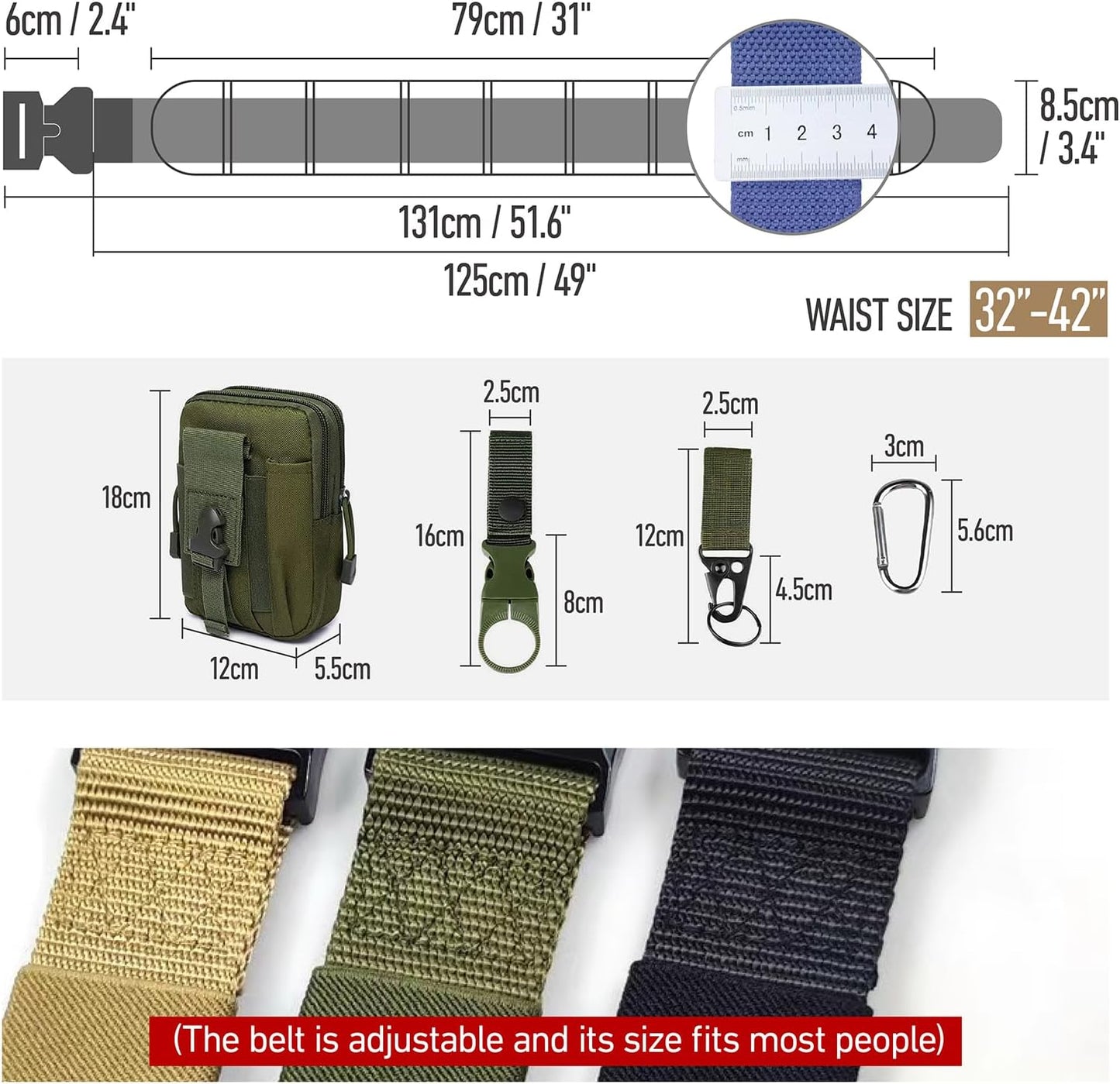 Tactical Molle Battle Belt | Outdoor Hunting Belt with Pouches | Durable Design