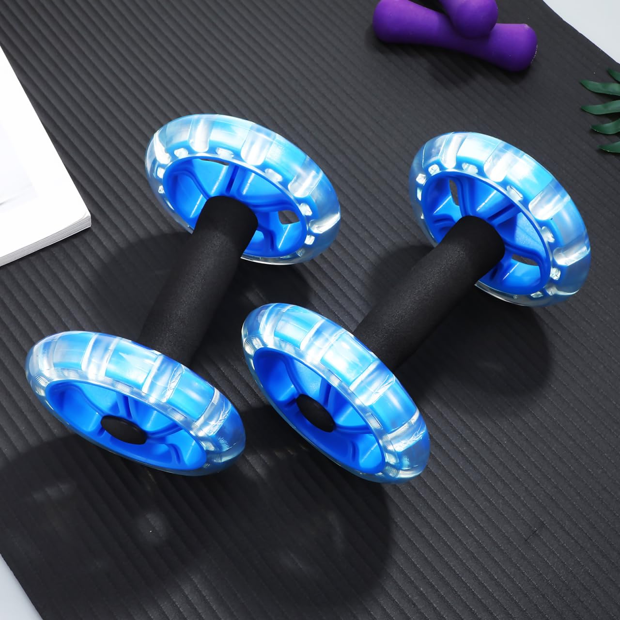 Kisangel Exercise Roller Ab Exercise Abdominal Roller Wheel Dumbbell Fitness Wire Wheel for Hand Weights Equipment