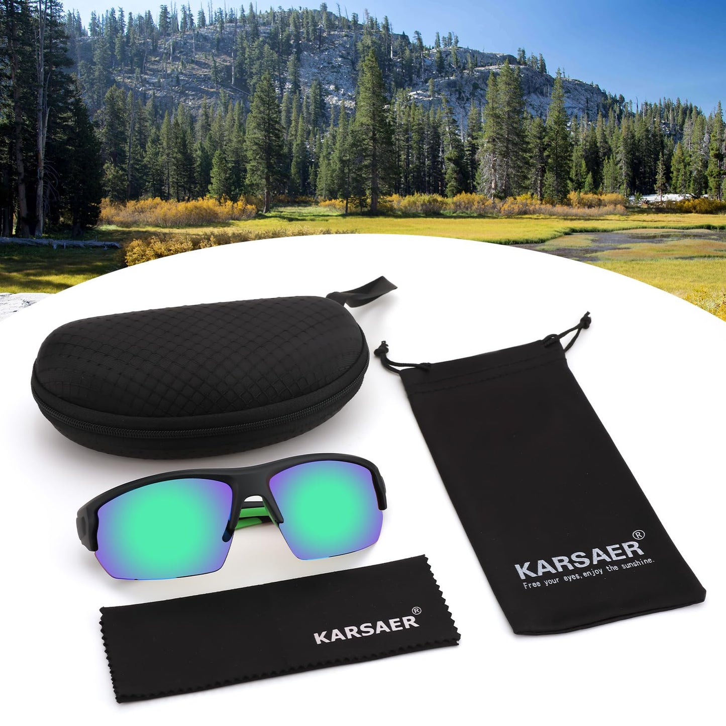 Karsaer Verde Golf Wrap Semi-Rimless Ball Finder Sunglasses for Men Women,Ideal for Golfing,Running,Cycling,Pickleball,with UV402 Protection Shades