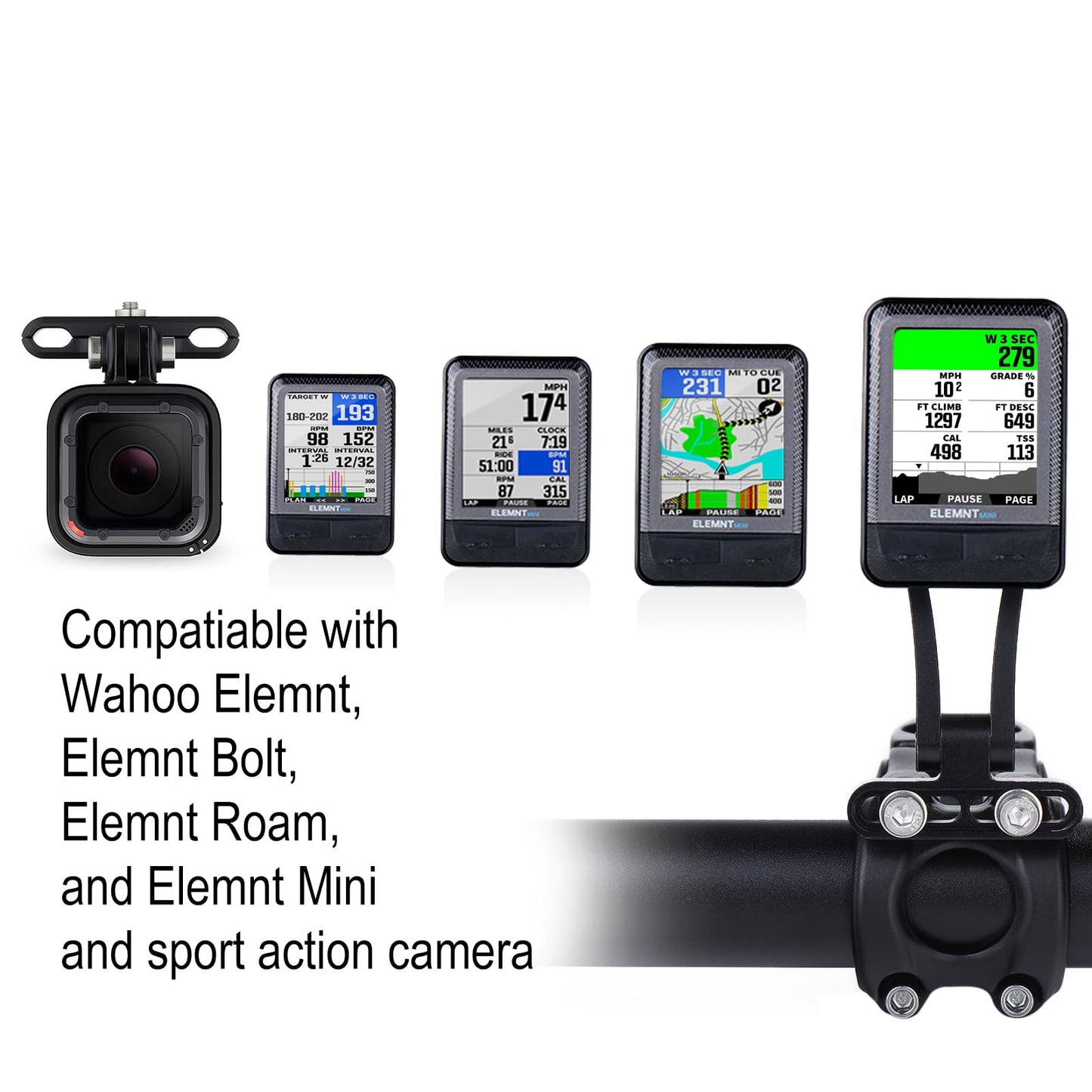 KREMORV Bike Mount for Wahoo Elemnt, Bolt, Roam, Mini - Adjustable Aluminum Alloy Bicycle Computer Mount