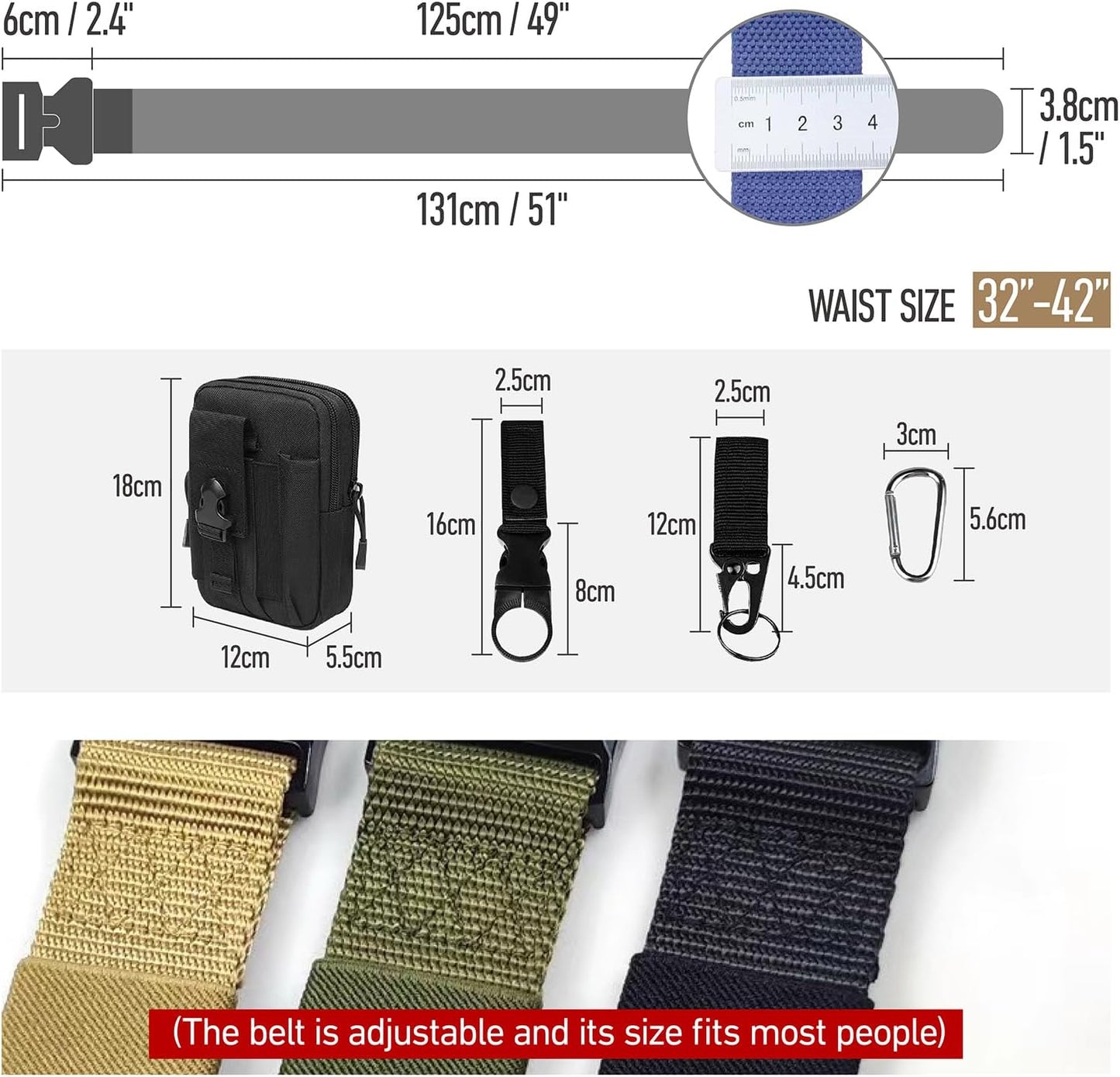 Tactical Molle Battle Belt | Outdoor Hunting Belt with Pouches | Durable Design