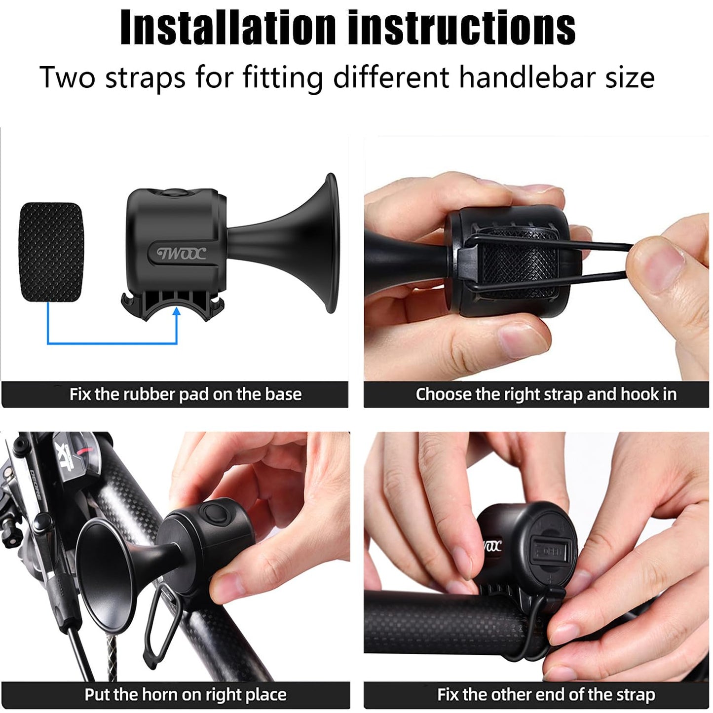 AaiLucky Electric Bike Horn, 120dB Loud Bicycle Horn, Electronic Bicycle Bells for Adults/Kids Bike/Scooter/Ebike, 300mAh Battery Operated, Waterproof