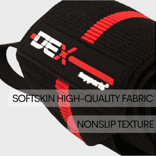 DEXsupports Wrist Wraps (Pair), Grip with Thumb Loop, 19.5" Gym Straps, Wrist Straps for Weightlifting, Best Wrap for Powerlifting Competition, Strength Training, Bodybuilding Mens and Womens