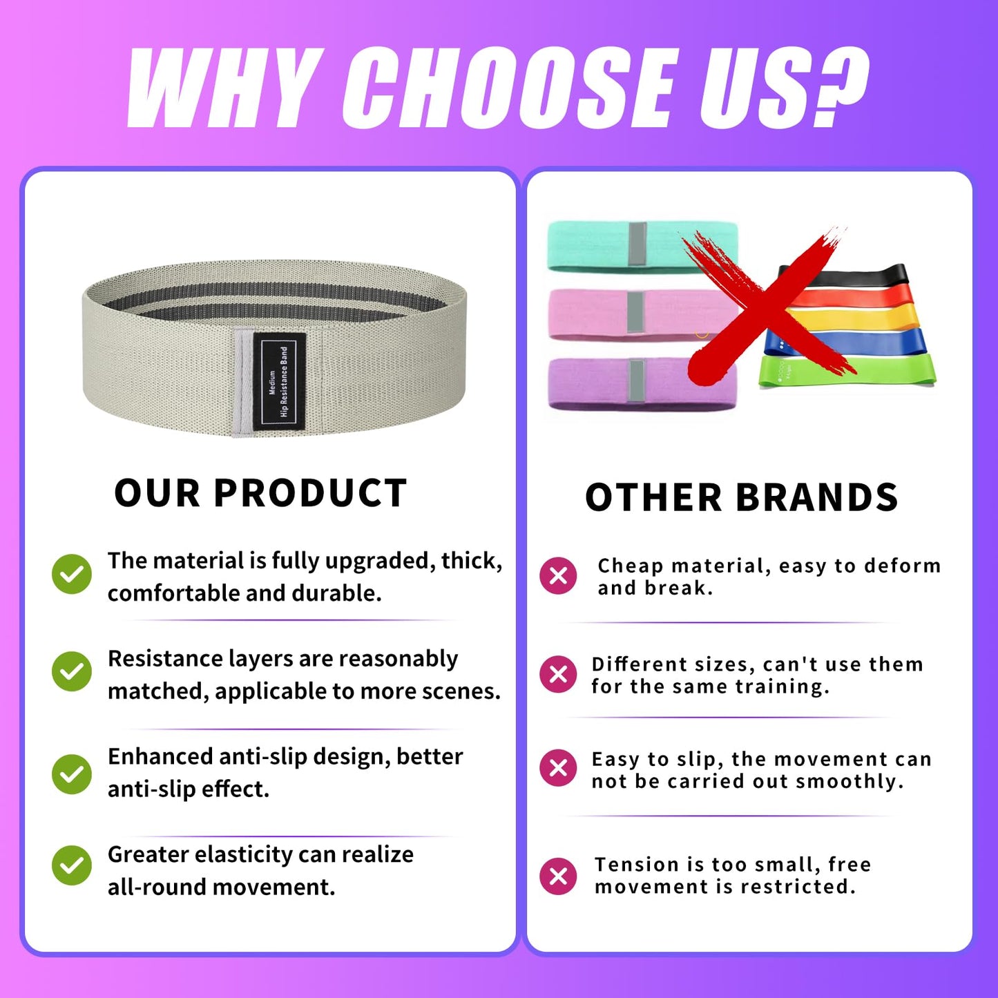 JIN BD Fabric Resistance Bands Set,Exercise Bands for Legs and Booty,Different Levels Elastic Bands for Yoga,Pilates,Home Fitness,Strength Training,Physical Therapy,Workout Bands for Women and Men