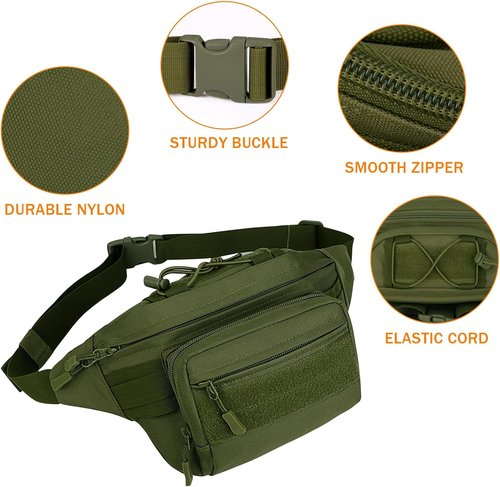 Huntvp Military Fanny Pack Tactical Waist Bag Pack Water-resistant Hip Belt Bag Pouch for Hiking Climbing Bumbag
