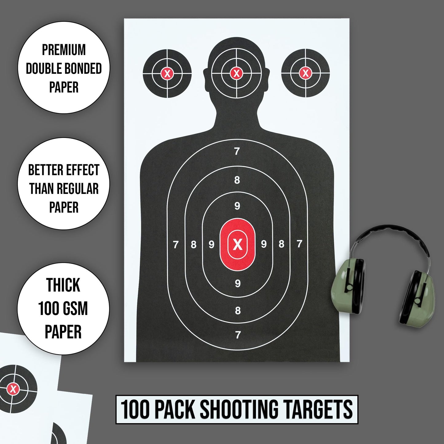 100 Pack Paper Shooting Target for Gun Range - Silhouette Paper Target for Handguns, Rifles, Pistols, Airguns, BB Guns, Pellet Guns, Crossbow, Arrow (14 X 22 inches)