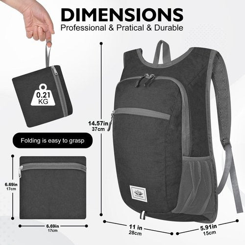 NB2GHYQJ Hiking Backpack Small Lightweight Packable Foldable foldable backpack Packable Camping Hiking for Backpack (Black)