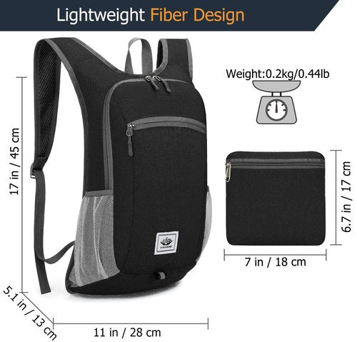 Tautrophen Small Daypack 15L Hiking Backpack Packable Lightweight Travel Day Pack Casual Foldable Shoulder Bag for Women Men
