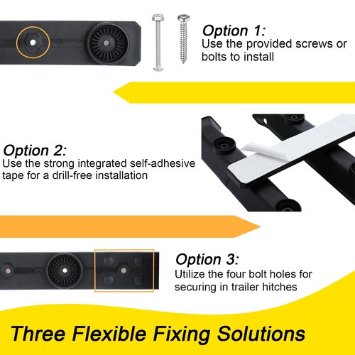 GearTrust 4-Tube Adjustable Fishing Rod Holder Bracket, Self-Adhesive Fishing Pole Holders for Garage Wall Mounted Fishing Rod Holders for Fishing Boat Wagon Golf Cart Crate Cooler ATV Trailer- Black