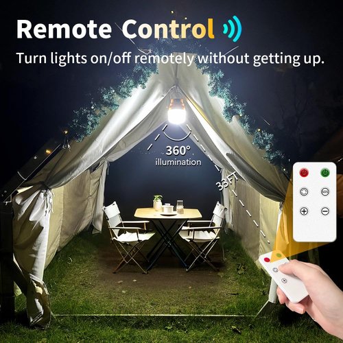 KINQILIN 3000LM Camping Lantern Rechargeable,20400mAh Power Bank,Remote Control,Strong Magnetic Suction ,Camping Essential ,IPX5 Waterproof Camping Lights with 3 Modes for Camping ,Power Outages