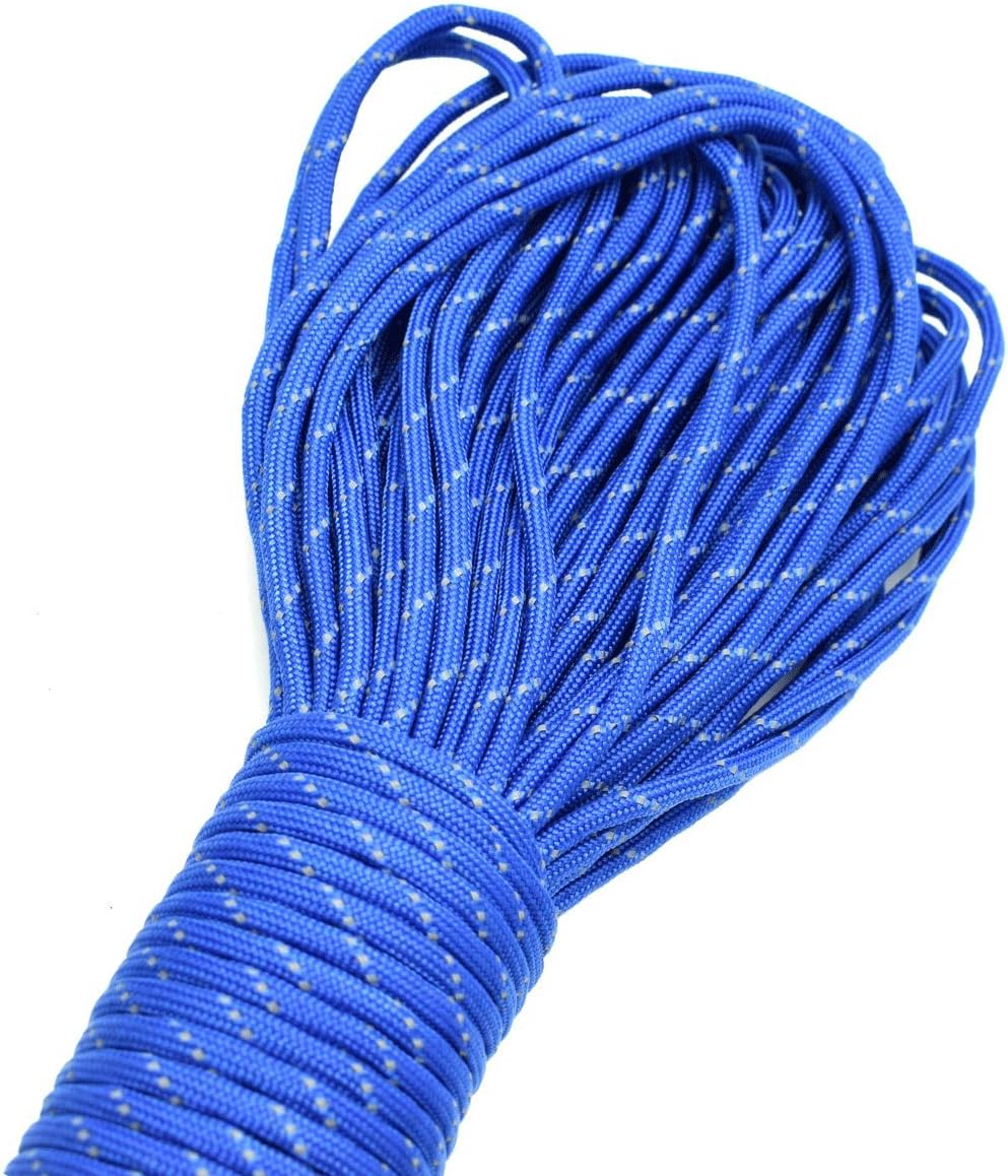 100FT Reflective Paracord 7 Core Parachute Cord (10# Olive Green)