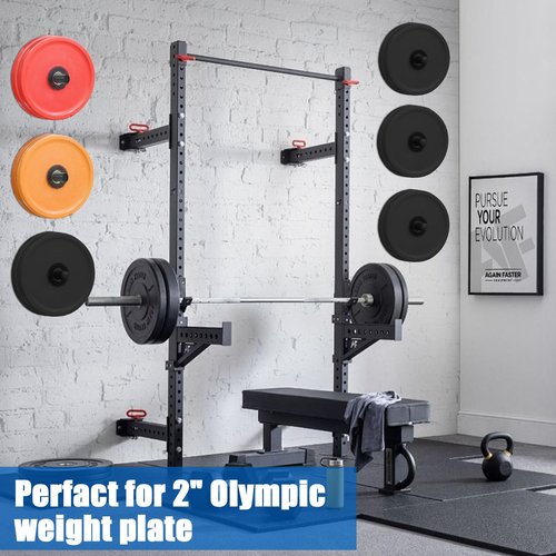 Wall-Mounted Weight Plate Holder (4-Pack) , Heavy Duty 330LB Capacity Rack for 2" Olympic Plates | Compact Home Gym Storage Solution