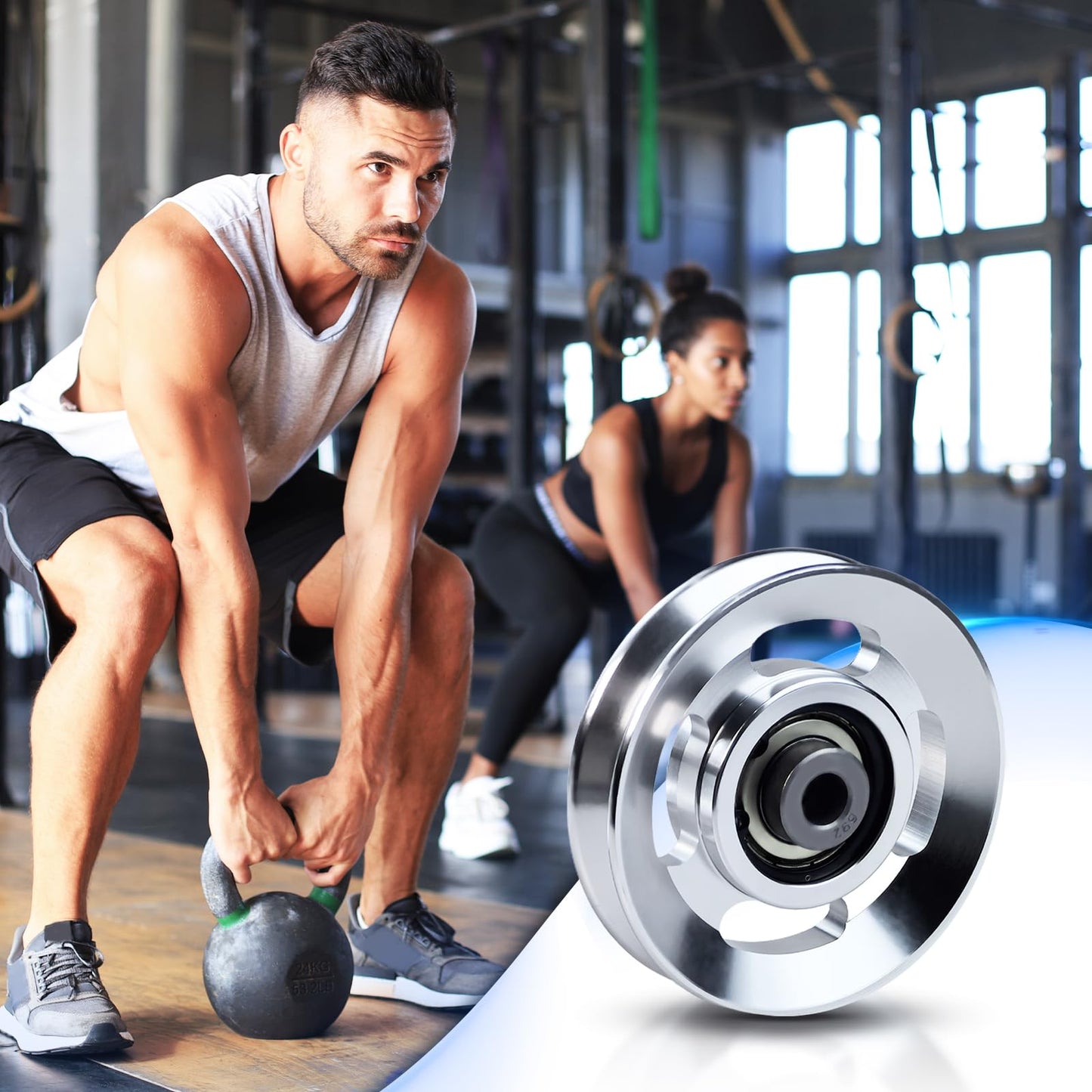 Aluminum Alloy Bearing Pulley Wheel, Universal Sliver Strength Training Equipment Pulley Wheel Gym Accessory, Fitness Pulley Wheel for Gym Equipment Part Cable Merchine (88mm)