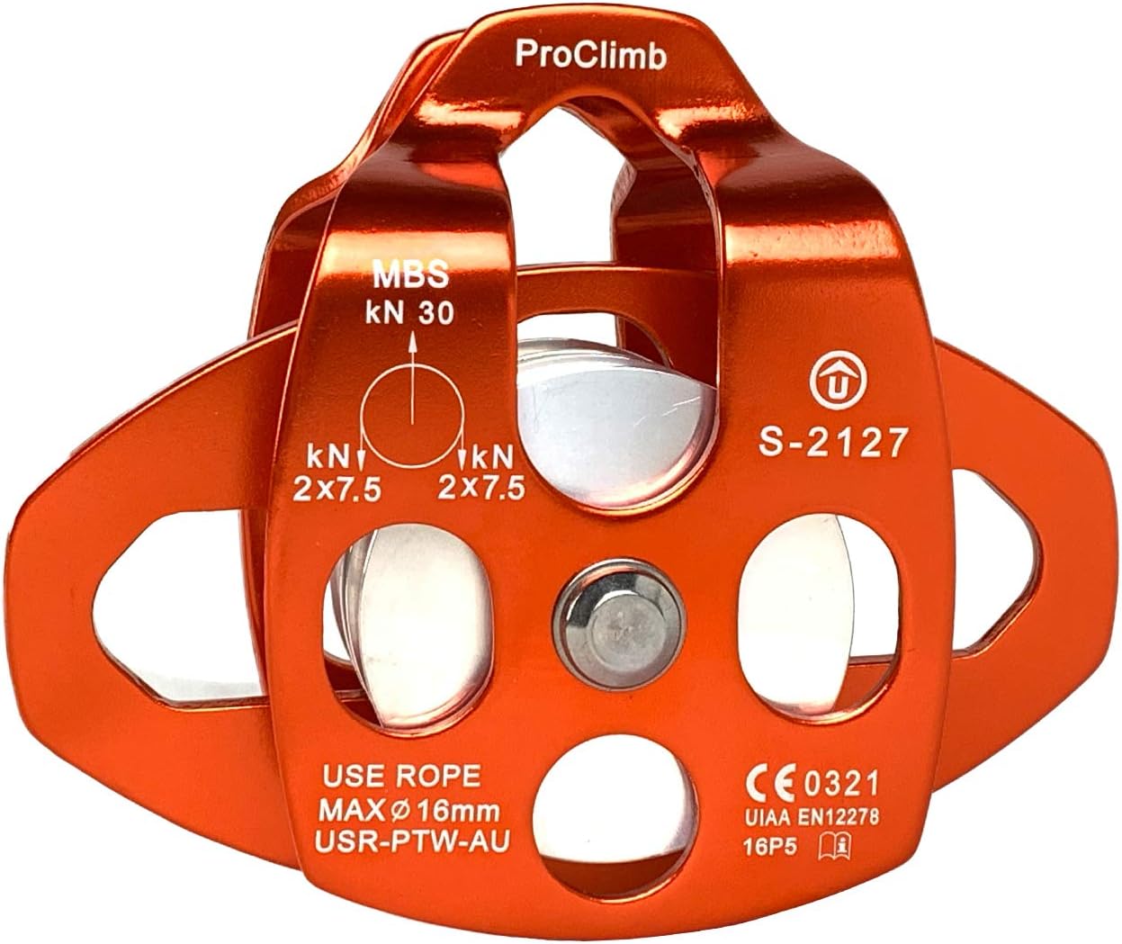 30kN Large Aluminum Rope Pulley - Single/Double Sheave, CE/UIAA Certified