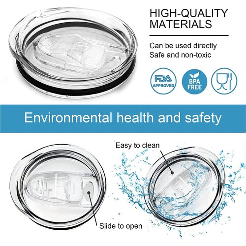Compatible with Yeti Lids 30 oz Replacement Lid, Ozark Trail and More Splash Resistant Lids Spill Proof Tumbler Lid Clear Cup Silicone Sliding Covers BPA Free(30OZ 2 Pack)