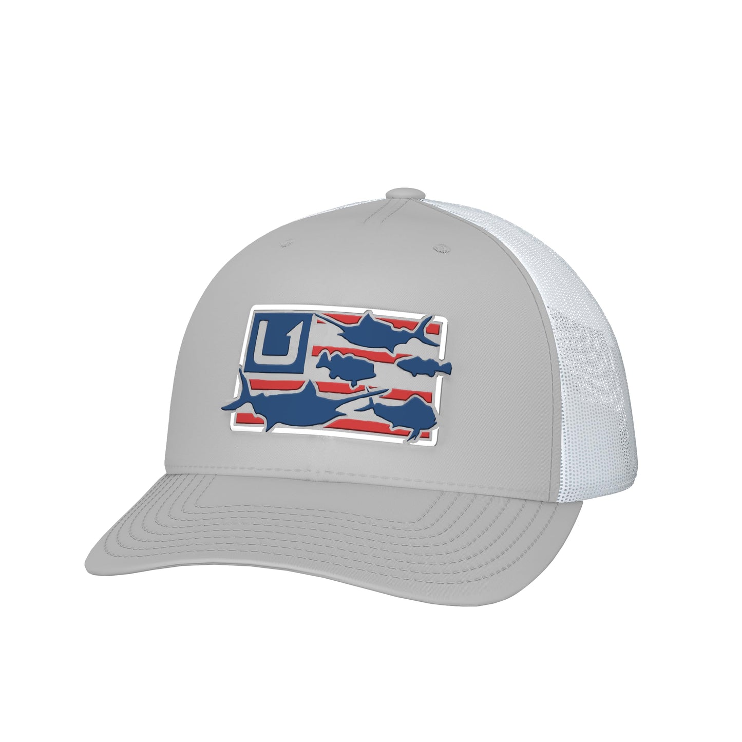 HUK Youth Trucker, Anti-Glare Snapback Fishing Hat for Kids, Trophy Flag-Harbor Mist, One Size