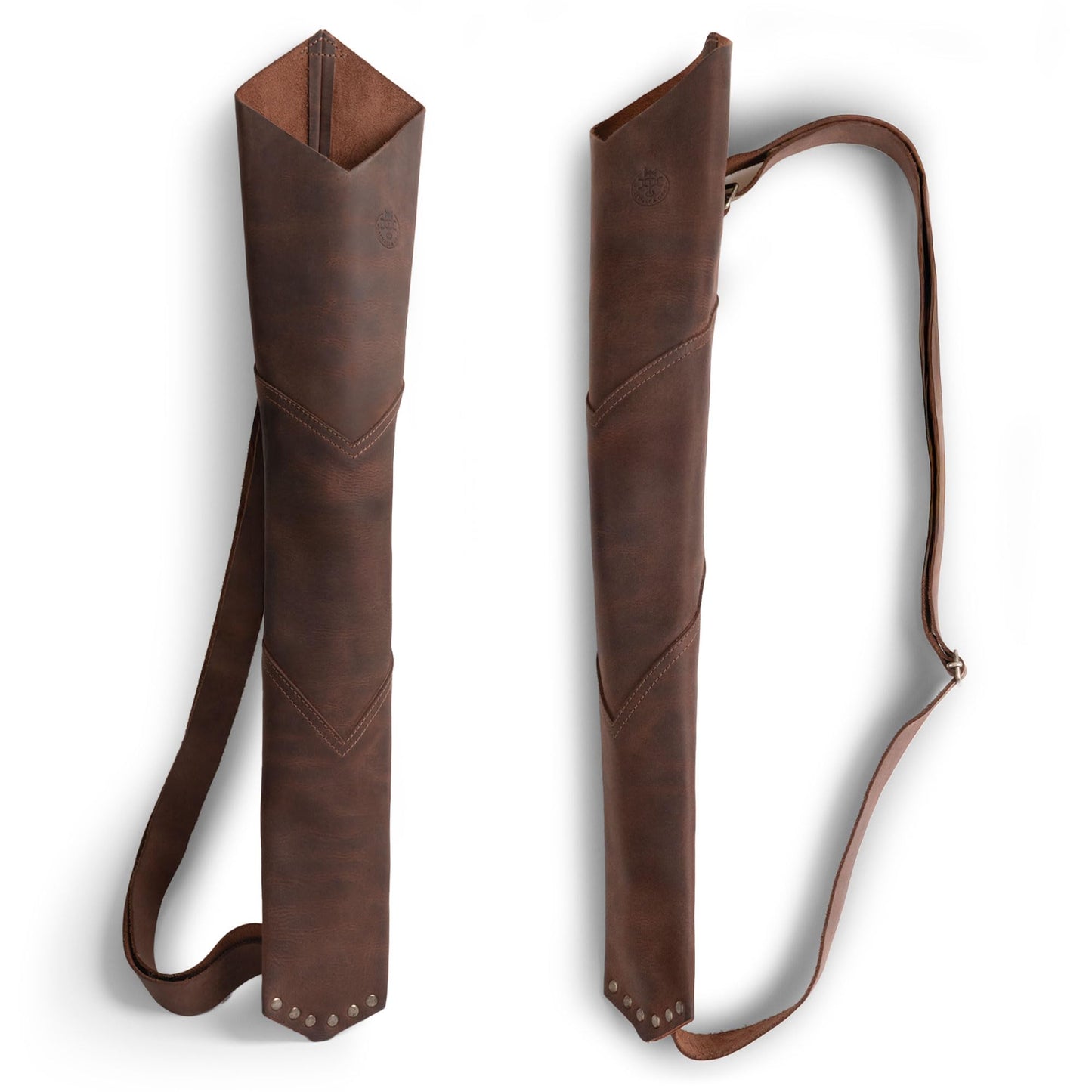 Valhalla Gear, Back Arrow Archery Quiver, Vintage Holder for Shooting Practice, Training, Full Grain Leather, Handmade Archer Accessories, Bourbon Brown