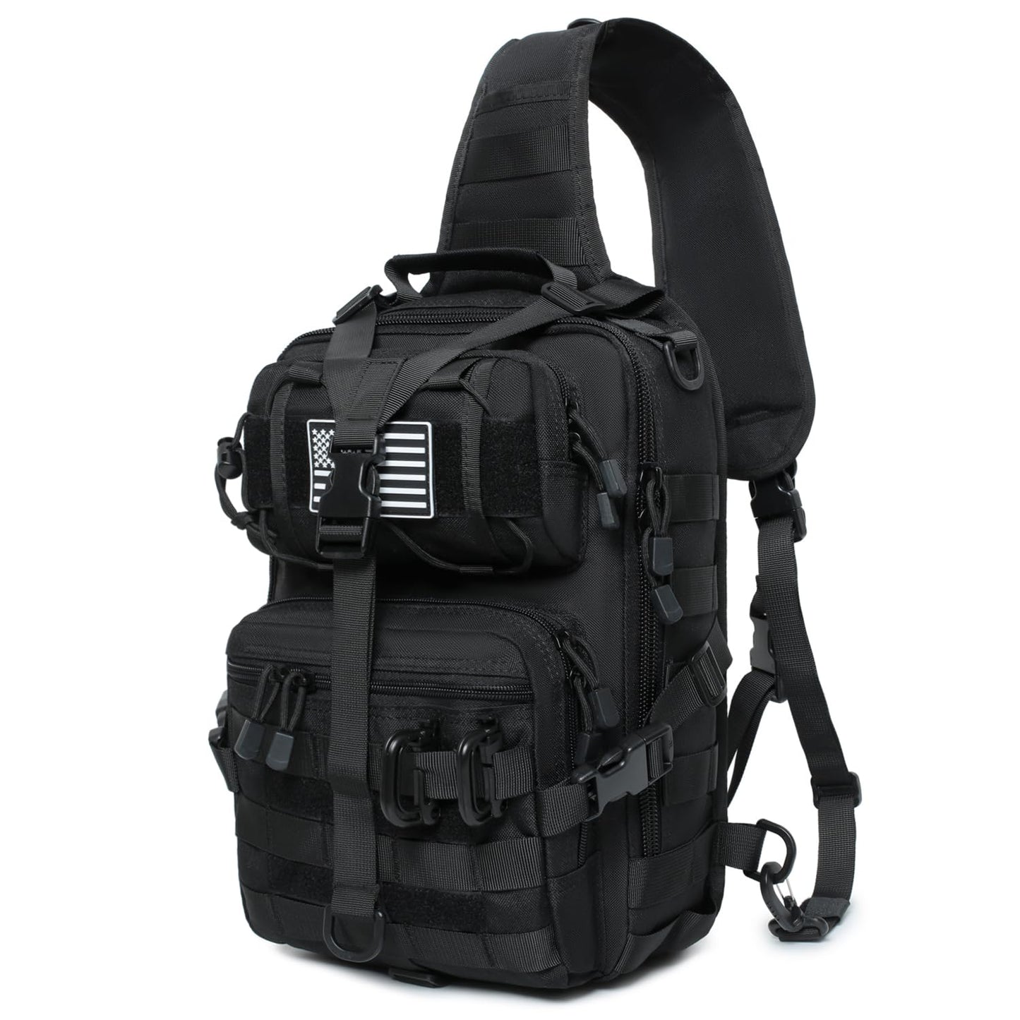 Lemubeane Tactical Sling Bag Backpack Military Rover Shoulder Sling Pack EDC Molle Range Bag Crossbody Chest Pack (Black)