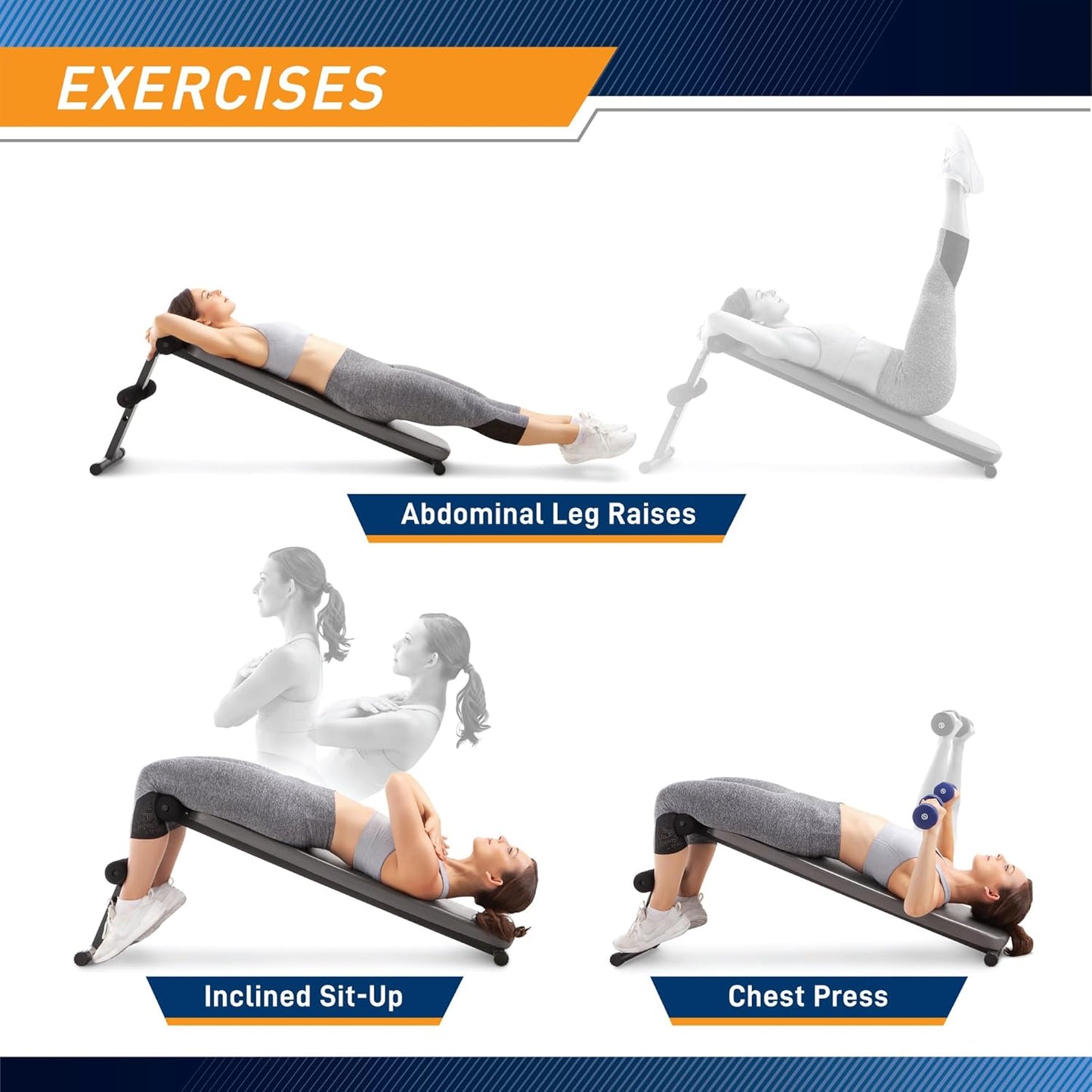 Marcy Utility Slant Board Exercise Bench for Strength Training and Home Gym Workouts