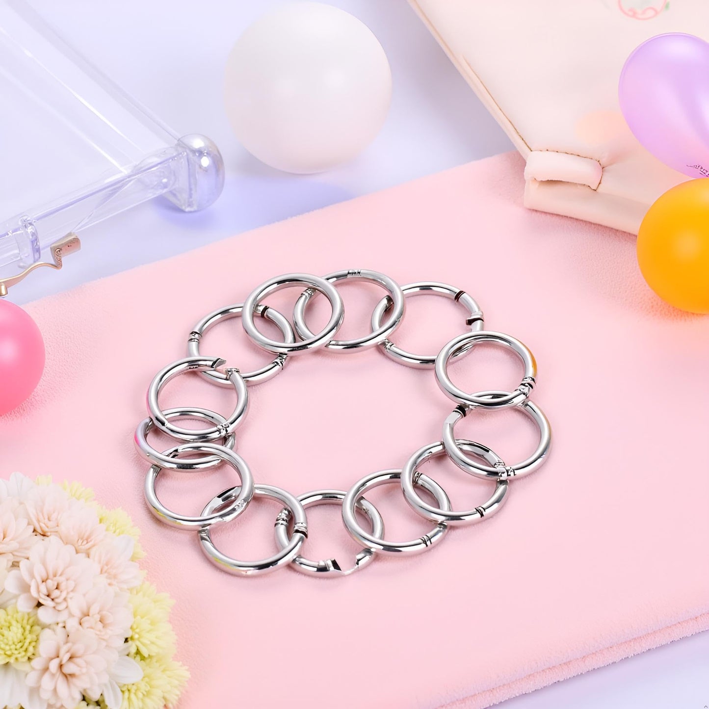 16Pcs Silver Trigger Spring O Rings Key Chain Rings - Metal Round Carabiner Clip, Key Rings for Car Keys, Circle Spring Key Ring for Handbag Purse Dog Leashes,Accessory and Keychain Carabiners