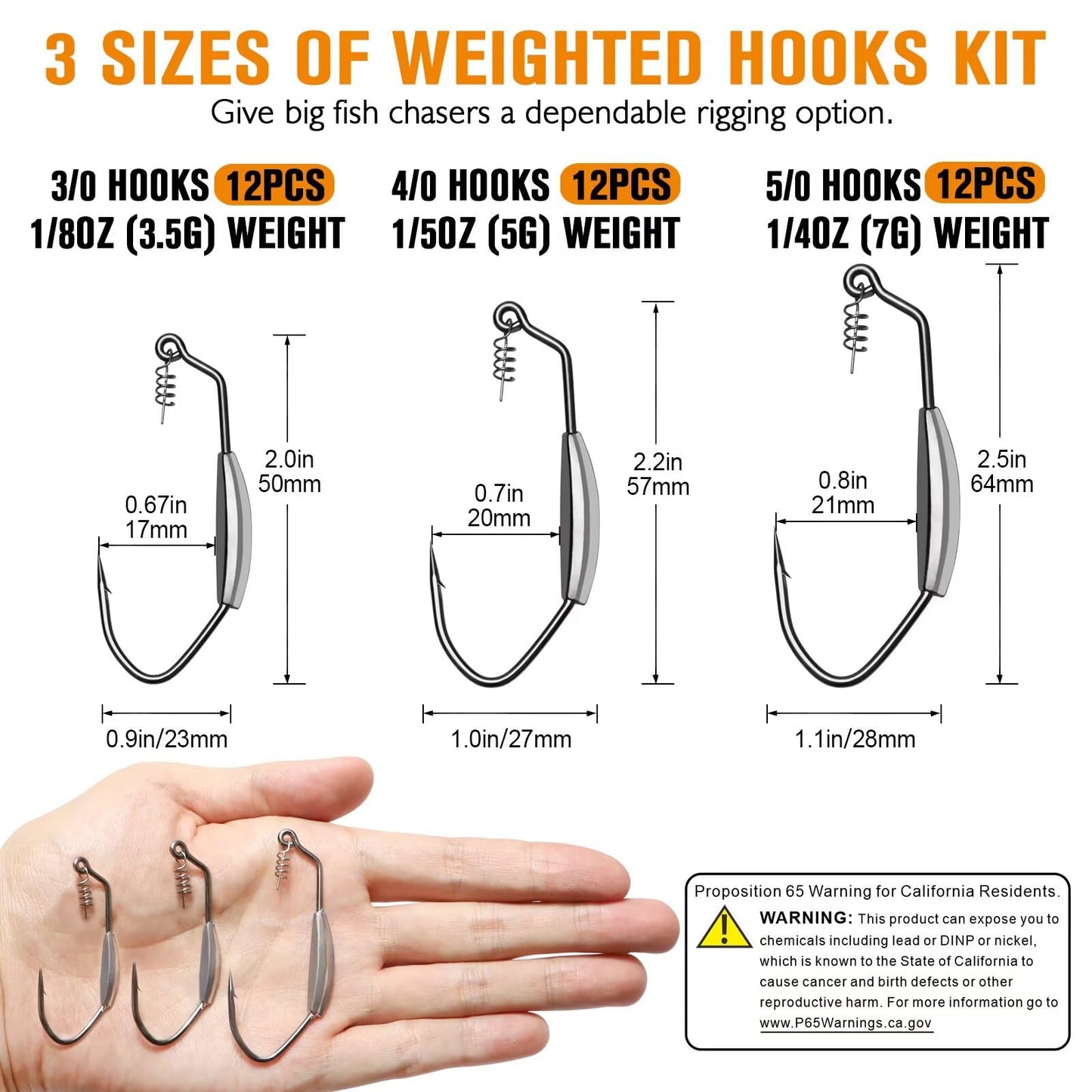 Dovesun 12PCS Weighted Swimbait Hooks Weighted Fishing Hooks Saltwater Freshwater Worm Weedless Hooks for Bass Fishing 3/0