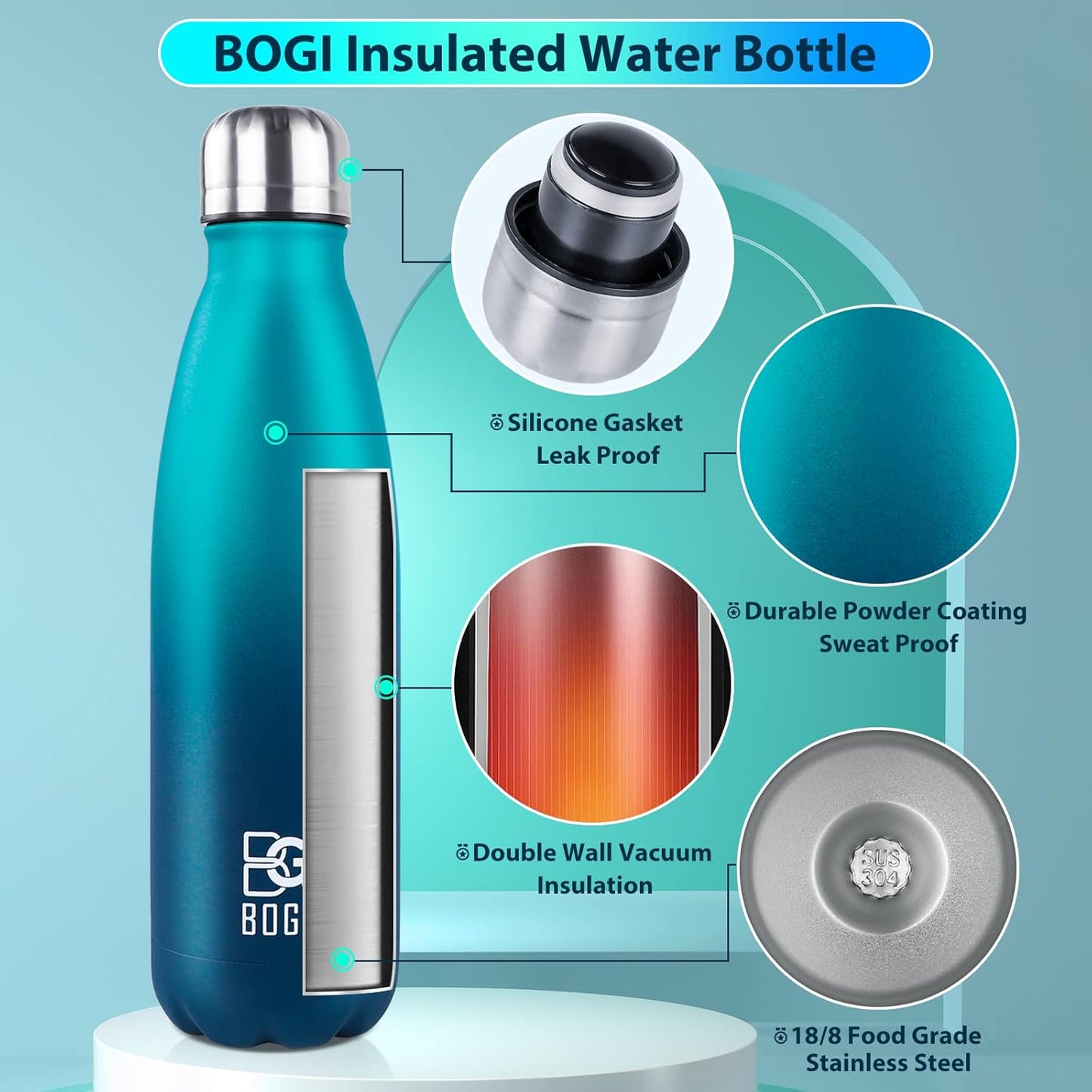 17oz Insulated Stainless Steel Water Bottle | Leak-Proof | Hot Pink for Outdoor Sports
