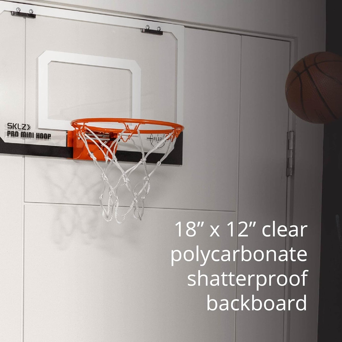 SKLZ Pro Mini Indoor Basketball Hoop - Over The Door – Portable - Great For Home, Dorms, Offices, and Gifts