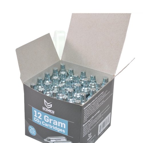 EMG 25-Count 12-Gram C02 Cartridges for Airsoft, Airguns, and Paintball Markers